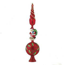 16" Red Glass Santa Finial Tree Topper