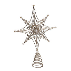 Metal Gold and Pearl Snowflake Tree Topper