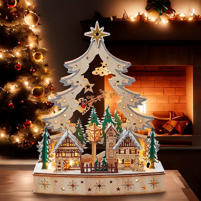 12.6 Christmas Tree Village, 12 Warm LED Lights, Cordless