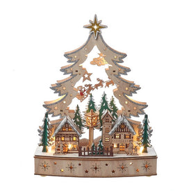 12.6 Christmas Tree Village, 12 Warm LED Lights, Cordless
