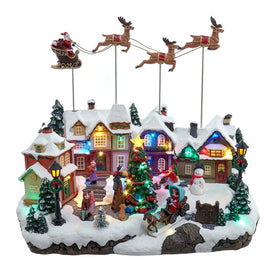 Battery-Operated Multi-Color LED Lighted Musical Santa and Sleigh Tablepiece