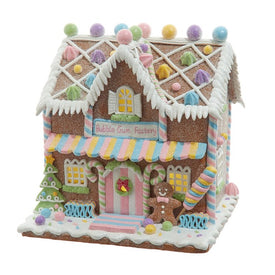 8" Gingerbread Bubblegum Factory, LED Light, Cordless