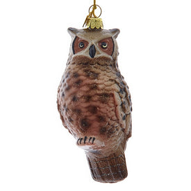 4.5" Noble Gems Brown Owl, Glass Ornament