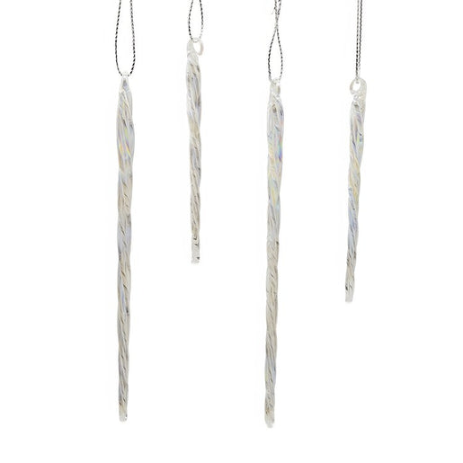Iridescent Glass Icicle Ornaments, 24-Piece Box