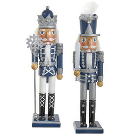Dark Blue and Silver Nutcrackers Set of 2 Assorted