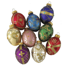 1.7" Miniature Decorative Glass Egg Ornaments, Set of 9
