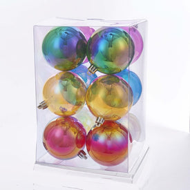 2.75" Multi-Color Iridescent Shatterproof Ball Ornaments, 12-Piece Set