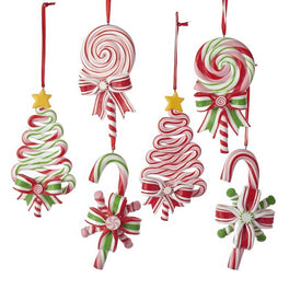 5" Peppermint Candy Lollipop Ornaments, Set of 6