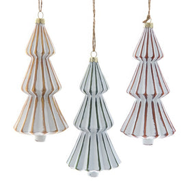 6.75" Antiqued Glass Tree Ornaments, Set of 3