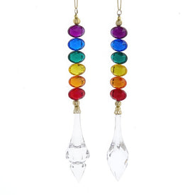 7.25" Rainbow Drop Ornaments, Set of 2