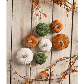 Elegant Velvet Pumpkins Set of 7
