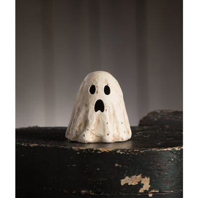 Scared Ghost Small Luminary Paper Mache Figurine