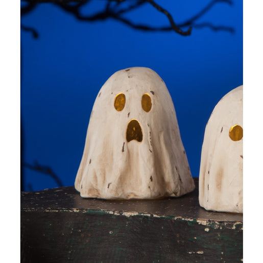 Scared Ghost Small Luminary Paper Mache Figurine