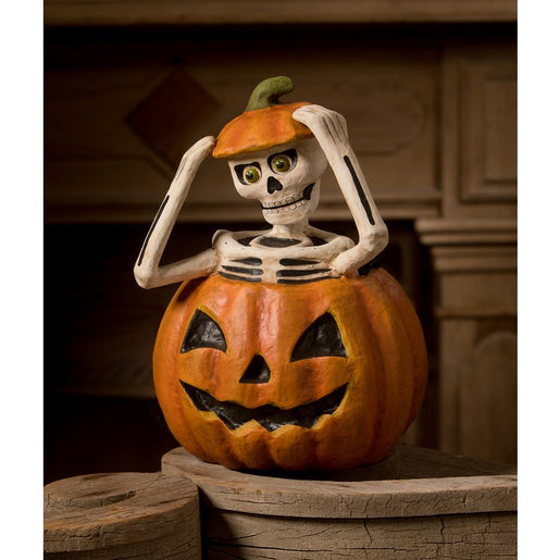 Pop Up Skelly Paper Mache Figurine