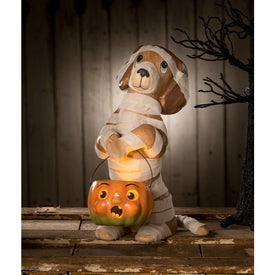 Mummy Puppy Paper Mache Figurine