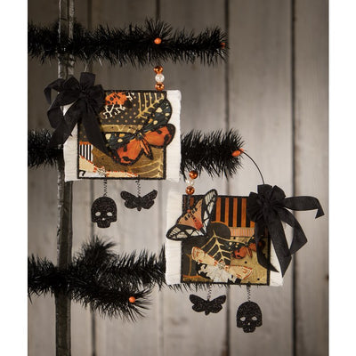 Black and White Moth Postcard Ornament