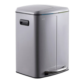 Marco Rectangular 10.5-Gallon Double-Bucket Trash Can with Soft-Close Lid - Fog Gray