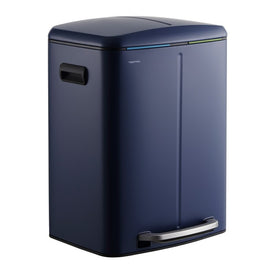 Marco Rectangular 10.5-Gallon Double-Bucket Trash Can with Soft-Close Lid - Denim Blue