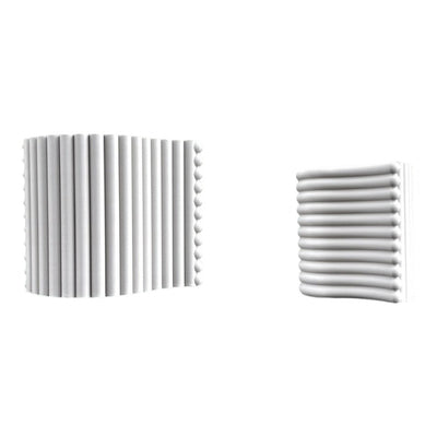 Arlo Modern Bohemian Indoor Tambour Curve Eco-Friendly 3D-Printed Planters with Drainage Set of 2 - Chalk