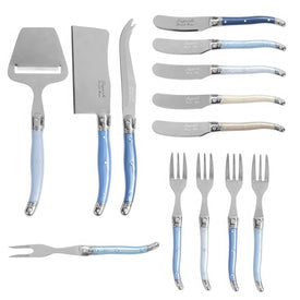 Laguiole Ultimate Charcuterie 13-Piece Set with Shades of Blue Handles
