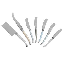 Laguiole Cheese Knife and Spreaders 7-Piece Set with Mother of Pearl Handles
