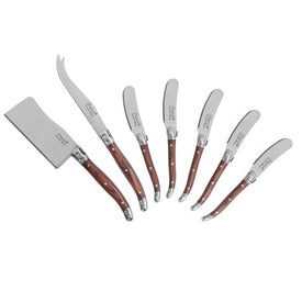 Laguiole Cheese Knife and Spreaders 7-Piece Set with Pakkawood Handles