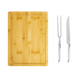 Laguiole Stainless Steel Carving Set with Wood Cutting Board