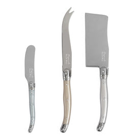 Laguiole Cheese Knife 3-Piece Set with Mother of Pearl Handles