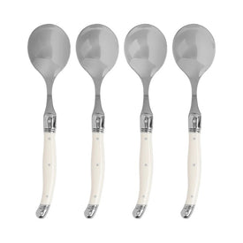 Laguiole Soup Spoons with Faux Ivory Handles Set of 4