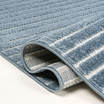 Hallie High-Low Minimalist Curve Geometric 8' x 10' Indoor/Outdoor Area Rug - Dark Blue/Cream