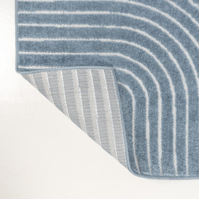 Hallie High-Low Minimalist Curve Geometric 8' x 10' Indoor/Outdoor Area Rug - Dark Blue/Cream