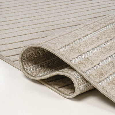 Hallie High-Low Minimalist Curve Geometric 5' x 8' Indoor/Outdoor Area Rug - Beige/Cream