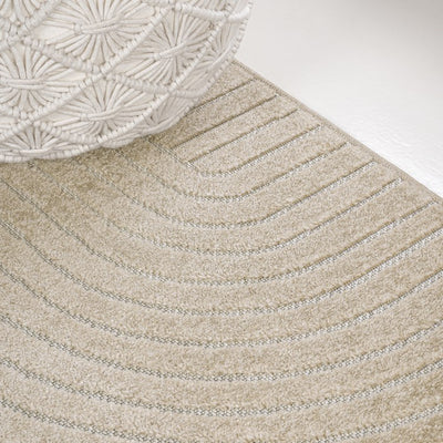 Hallie High-Low Minimalist Curve Geometric 5' x 8' Indoor/Outdoor Area Rug - Beige/Cream