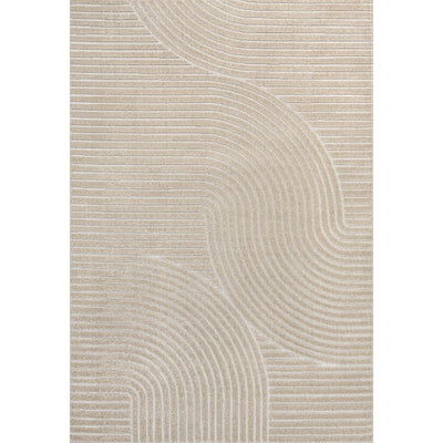 Hallie High-Low Minimalist Curve Geometric 5' x 8' Indoor/Outdoor Area Rug - Beige/Cream