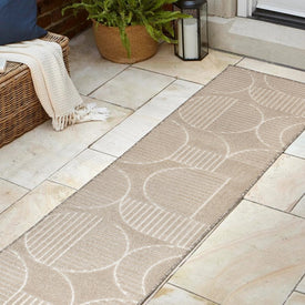 Nordby High-Low Geometric Arch Scandi Striped 2' x 8' Indoor/Outdoor Runner Rug - Beige/Cream
