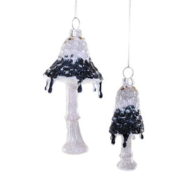 Shaggy Ink Cap Mushroom Ornaments Set of 2