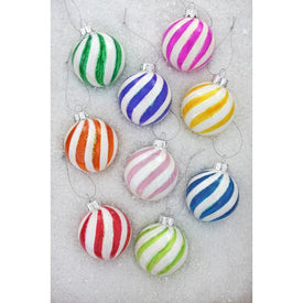 Rainbow Swirl Stripe Ornaments Set of 9