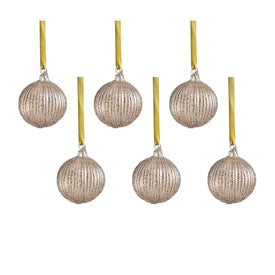 Glittering Elegance Glass Ball Ornaments Set of 6
