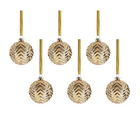 Trieste Metallic Chevron Glass Ball Ornaments Set of 6
