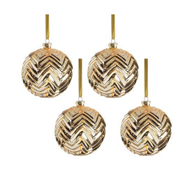 Trieste Metallic Chevron 4.75" Glass Ball Ornaments Set of 4