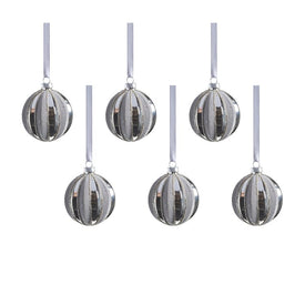 Giada Shiny Glass Ball Ornaments with Flock Pattern Set of 6