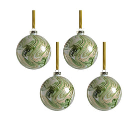 Luster Watercolor Effect 4.75" Glass Ball Ornaments Set of 4