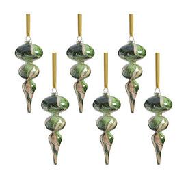 Luster Watercolor Effect Glass Ornaments Set of 6