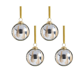 Lyam Goldleaf Mirrored Glass Ball Ornaments Set of 4