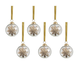 Ezio 3" Golden Glimmer Glass Ball Ornaments Set of 6