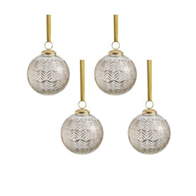 Krona Golden Echoes Pattern Glass Ornaments Set of 4