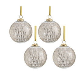 Krona Golden Echoes Pattern Glass Ornaments Set of 4