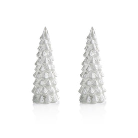 Mireille LED Snow Tabletop Trees Set of 2