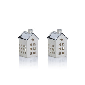 Lilou Two-Piece Set Porcelain LED House with Colored Roof