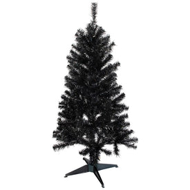 4' Unlit Holographic Black Slim Artificial Tinsel Halloween Tree